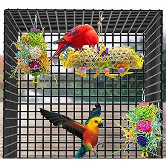 3Pack Bird ChewingToys Foraging Shredder Toy Parrot Cage Bird Loofah Hanging Toy - Picture 4 of 5